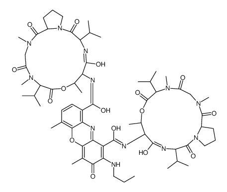 4,6-dimethyl-3-oxo-2-(propylamino)-1-N,9-N-bis[7,11,14-trimethyl-2,5,9,12,15-pentaoxo-3,10-di(propan-2-yl)-8-oxa-1,4,11,14-tetrazabicyclo[14.3.0]nonadecan-6-yl]phenoxazine-1,9-dicarboxamide Structure
