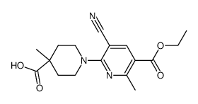 1-[3-cyano-5-(ethoxycarbonyl)-6-methylpyridin-2-yl]-4-methylpiperidine-4-carboxylic acid Structure