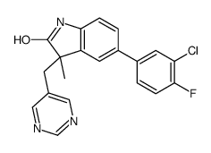 5-(3-氯-4-氟苯基)-1,3-二氢-3-甲基-3-(5-嘧啶甲基)-2H-吲哚-2-酮结构式