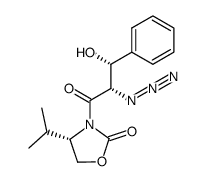 syn-(4S,2'S,3'R)-3-(2'-azido-3'-hydroxy-3'-phenyl-propionyl)-4-(1-methylethyl)-2-oxazolidinone Structure