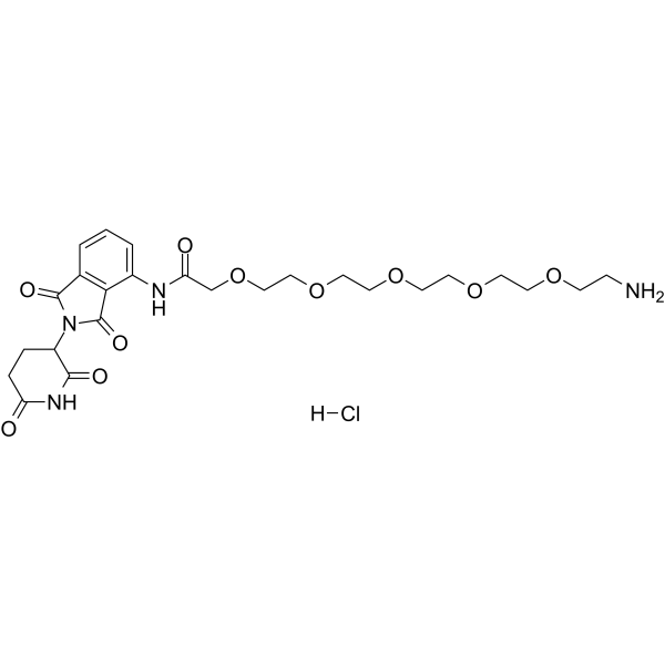 Pomalidomide-amino-PEG5-NH2 hydrochloride结构式