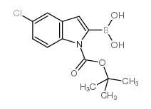 (1-(叔丁氧羰基)-5-氯-1H-吲哚-2-基)硼酸结构式