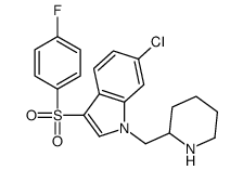 6-chloro-3-(4-fluorophenyl)sulfonyl-1-(piperidin-2-ylmethyl)indole结构式