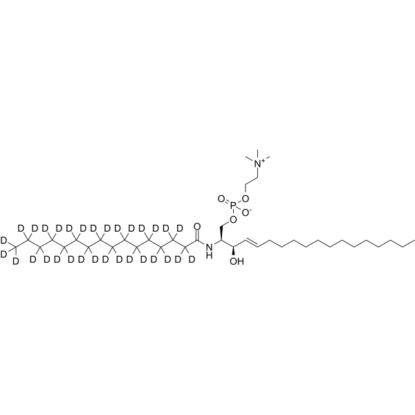 N-棕榈酰-d31-D-赤型-鞘氨酰磷酸胆碱结构式