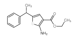 2-氨基-5-(1-苯基乙基)噻吩-3-羧酸乙酯结构式