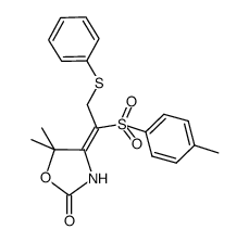 5,5-dimethyl-4-[2-phenylsulfanyl-1-(p-toluenesulfonyl)ethylidene]oxazolidin-2-one结构式