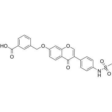 3-[[[3-[4-[(甲基磺酰基)氨基]苯基]-4-氧代-4H-苯并吡喃-7-基]氧基]甲基]苯甲酸结构式