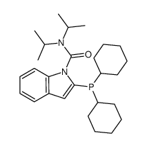 2-(二环己基膦基)-N,N-双(1-甲基乙基)-1H-吲哚-1-甲酰胺结构式