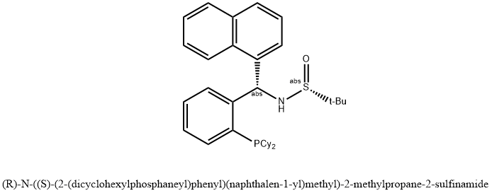 [S(R)]-N-[(S)-2-(二环己基膦)苯基]-1-萘基甲基]-2-叔丁基亚磺酰胺结构式