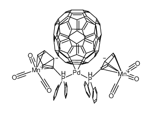 (η2-[60]-fullerene)bis(diphenylphosphinocymantrene)palladium(0)结构式