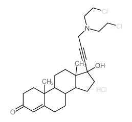 Androst-4-en-3-one,17-[3-[bis(2-chloroethyl)amino]-1-propynyl]-17-hydroxy-, hydrochloride, (17b)- (9CI)结构式