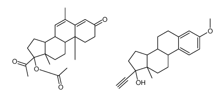 [(8R,9S,10R,13S,14S,17R)-17-acetyl-6,10,13-trimethyl-3-oxo-2,8,9,11,12,14,15,16-octahydro-1H-cyclopenta[a]phenanthren-17-yl] acetate,(8R,9S,13S,14S,17R)-17-ethynyl-3-methoxy-13-methyl-7,8,9,11,12,14,15,16-octahydro-6H-cyclopenta[a]phenanthren-17-ol Structure
