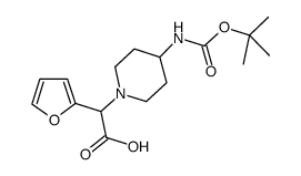 2-(4-N-(叔丁氧羰基)氨基哌啶-1-基)-2-(呋喃-2-基)乙酸结构式