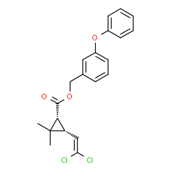 (3-phenoxyphenyl)methyl (1R,3R)-3-(2,2-dichloroethenyl)-2,2-dimethyl-c yclopropane-1-carboxylate structure