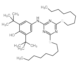2,4-Bis(octylthio)-6-(4-hydroxy-3,5-di-tert-butylanilino)-1,3,5-triazine Structure