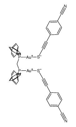 [Au2(p-CN-C6H4-CCS)2(bis(diphenylphosphino)methane)] Structure
