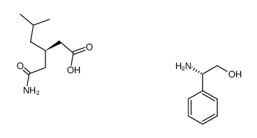 (S)-(+)-phenylglycinol salt of (R)-(-)-3-(carbamoylmethyl)-5-methylhexanoic acid结构式