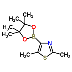 2,5-二甲基-4-(4,4,5,5-四甲基-1,3,2-二氧硼杂环戊烷-2-基)噻唑结构式