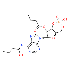 Adenosine, N-(1-oxobutyl)-, cyclic 3',5'-(hydrogen phosphate) 2'-butanoate, sodium salt Structure