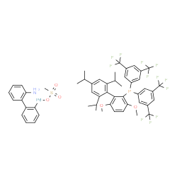 甲烷磺酰基[2-双(3,5-二(三氟甲基)苯基膦基)-3,6-二甲氧基-2'',4'',6''-三异丙基-1,1''-联苯] [ 2''-氨基-1,1''-联苯-2-基)钯(II)结构式