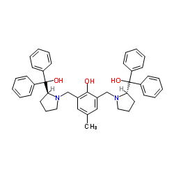 (S,S)-(+)-2,6-双[2-(羟基二苯甲基)-1-吡咯烷基-甲基]-4-甲基苯酚结构式