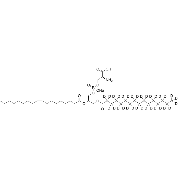 1-棕榈酰基-d31-2-油酰基-sn-甘油-3-[磷酸-L-丝氨酸](钠盐)结构式