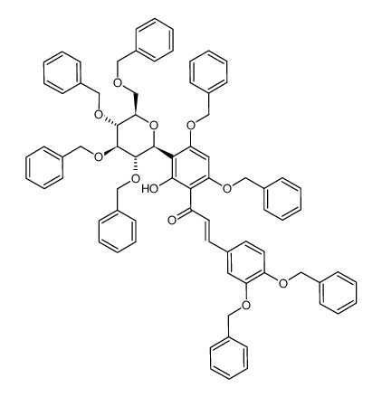3,4,4',6'-tetrakis-benzyloxy-3'-C-(2,3,4,6-tetra-O-benzyl-β-D-glucopyranosyl)-2'-hydroxychalcone结构式
