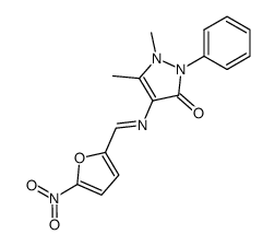 1,5-dimethyl-4-(5-nitro-furan-2-ylmethyleneamino)-2-phenyl-1,2-dihydro-pyrazol-3-one结构式