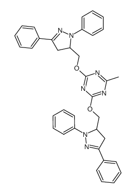 2,4-bis-(2,5-diphenyl-3,4-dihydro-2H-pyrazol-3-ylmethoxy)-6-methyl-[1,3,5]triazine Structure