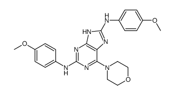 2-N,8-N-bis(4-methoxyphenyl)-6-morpholin-4-yl-7H-purine-2,8-diamine结构式