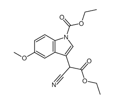 ethyl α-cyano-α-(1-carbethoxy-5-methoxy-3-indolyl)acetate结构式