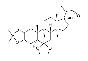 (20S)-6,6-ethylenedioxy-2α,3α-isopropylidenedioxy-5α-pregnane-20-carbaldehyde结构式