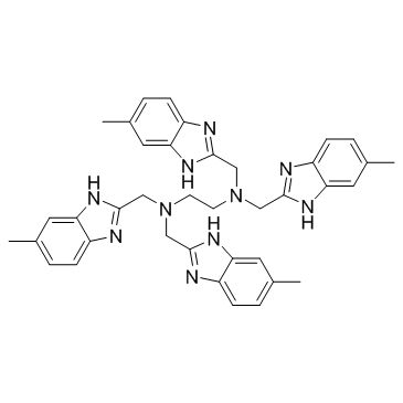 N1,N1,N2,N2-四[(6-甲基-1H-苯并咪唑-2-基)甲基]-1,2-乙二胺结构式
