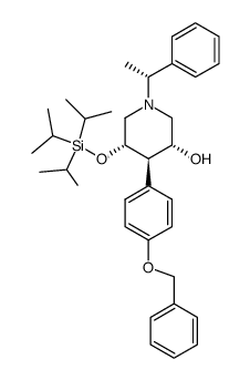 (3R,4R,5S)-4-(4-benzyloxy-phenyl)-1-((R)-1-phenyl-ethyl)-5-triisopropylsilanyloxy-piperidin-3-ol结构式