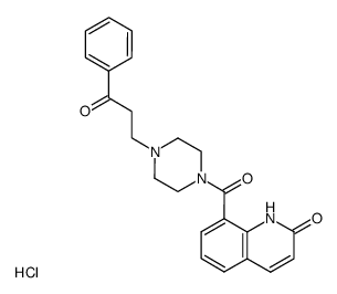 8-[4-(3-Oxo-3-phenyl-propyl)-piperazine-1-carbonyl]-1H-quinolin-2-one; hydrochloride Structure