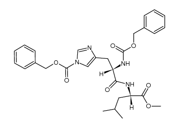 N-(1,Nα-bis-benzyloxycarbonyl-histidyl)-leucine methyl ester结构式