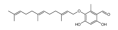 4,6-Dihydroxy-2-methyl-3-[[(2E,6E)-3,7,11-trimethyl-2,6,10-dodecatrienyl]oxy]benzaldehyde结构式