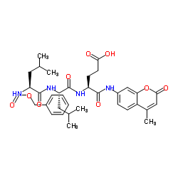 N-[(苯基甲氧基)羰基]-L-亮氨酰-L-亮氨酰-N-(4-甲基-2-氧代-2H-1-苯并吡喃-7-基)-L-ALPHA-谷氨酰胺结构式