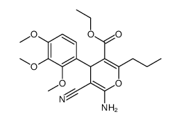 ethyl 6-amino-5-cyano-2-propyl-4-(2,3,4-trimethoxyphenyl)-4H-pyran-3-carboxylate Structure