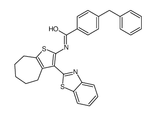 N-[3-(1,3-benzothiazol-2-yl)-5,6,7,8-tetrahydro-4H-cyclohepta[b]thiophen-2-yl]-4-benzylbenzamide Structure