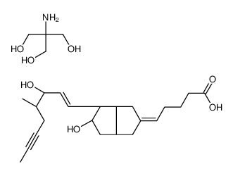 (5E)-5-[(3aS,4R,5R,6aS)-5-hydroxy-4-[(E,3S)-3-hydroxy-4-methyloct-1-en-6-ynyl]-3,3a,4,5,6,6a-hexahydro-1H-pentalen-2-ylidene]pentanoic acid,2-amino-2-(hydroxymethyl)propane-1,3-diol Structure