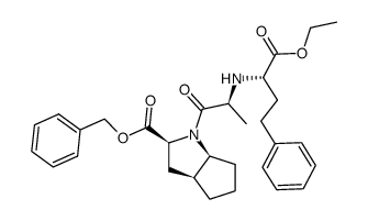 2-[N-[(S)-1-ETHOXYCARBONYL-3-PHENYLPROPYL]-L-ALANYL]-(1S,3S,5S)-2-AZABICYCLO[3.3.0]OCTANE-3-CARBOXYLIC ACID, BENZYL ESTER Structure