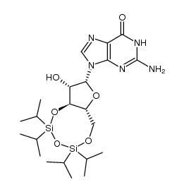 9-(3',5'-O-(1,1,3,3-tetraisopropyldisiloxane-1,3-diyl)-β-D-arabinofuranosyl)guanine结构式
