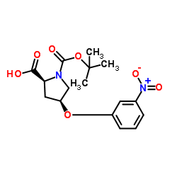 (4S)-1-{[(2-Methyl-2-propanyl)oxy]carbonyl}-4-(3-nitrophenoxy)-L-proline Structure