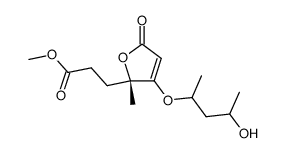 4-(3-hydroxy-1-methylbutoxy)-5-(2-carbomethoxyethyl)-5-methyl-2(5H)-furanone结构式