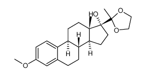 20,20-(ethylenedioxy)-3-methoxy-17α-hydroxy-19-norpregna-1,3,5(10)-triene结构式