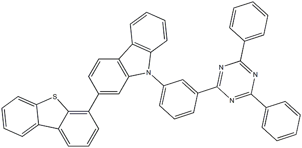 2-Dibenzothiophen-4-yl-9-[3-(4,6-diphenyl-[1,3,5]triazin-2-yl)-phenyl]-9H-carbazole Structure