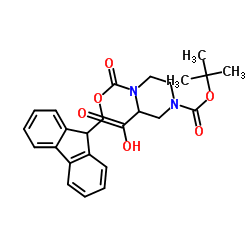 N-4-Boc-N-1-Fmoc-2-哌嗪甲酸结构式