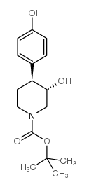 N-叔丁氧羰基-4-(4-羟基苯基)-(3S,4S)-3-哌啶醇结构式