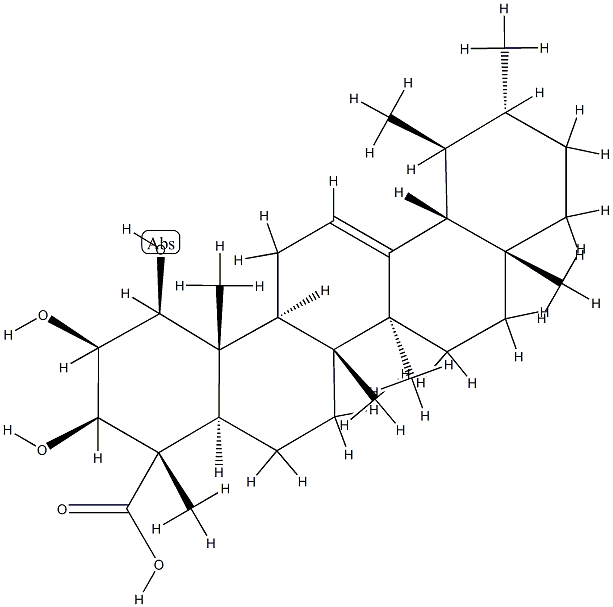1β,2β,3β-Trihydroxyurs-12-en-23-oic acid结构式
